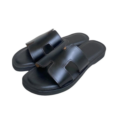Sandales marocaines artisanales en cuir premium – Noir Élégant